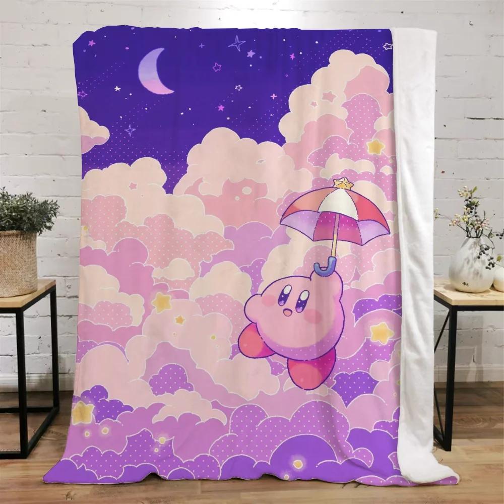 Kawaii Cartoon Kirbys Designer Throw Blanket Fluffy Custom Blankets Characters Home and Decoration Luxury Bedding Knitted Plaid