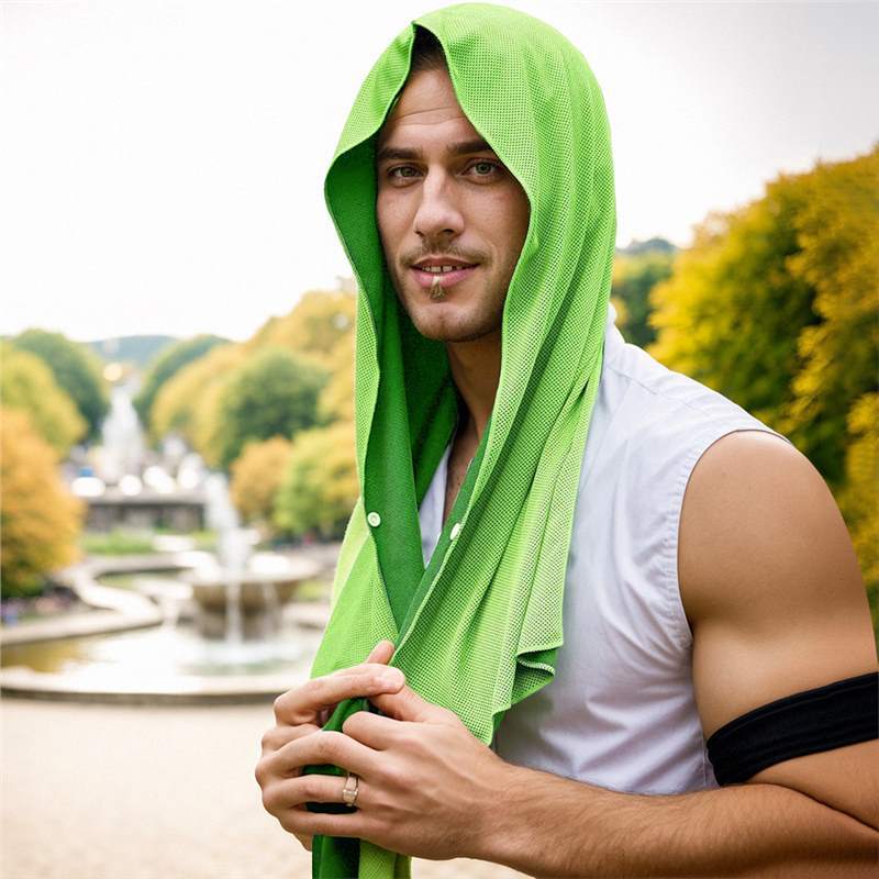 Outdoor Sports Cooling Hooded Towel U Shape Cold Neck Gaiter Quick Dry Headband for Gym Beach Camping Sun Protection