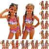 Zweiteiliges Badeanzug-Set für Mädchen Sommer Tankini-Oberteil und High-Waist-Unterteil Blumenmuster Leichte Bademode für Kinder Strand Pool