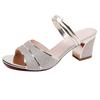 New Women's Sandals Mid Heel Sandals Shoes Women Square Heel Sandalias Buckle Sandals High Heels Strap Sandals