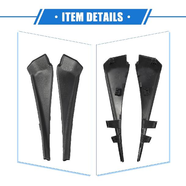 1 Pair Front Windshield Wrap Corner Trim Compatible for Nissan Rogue 2014-2020, Durable Plastic Black Left Right Windshield Wiper Cover