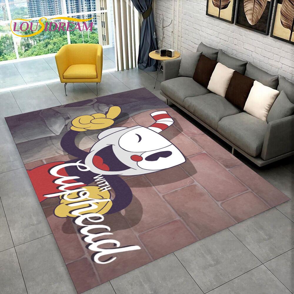 Juego, Cuphead y Mugman, alfombra para área de jugador, alfombra para sala de estar, dormitorio, decoración de felpudo para sofá, alfombra antideslizante para juegos de niños