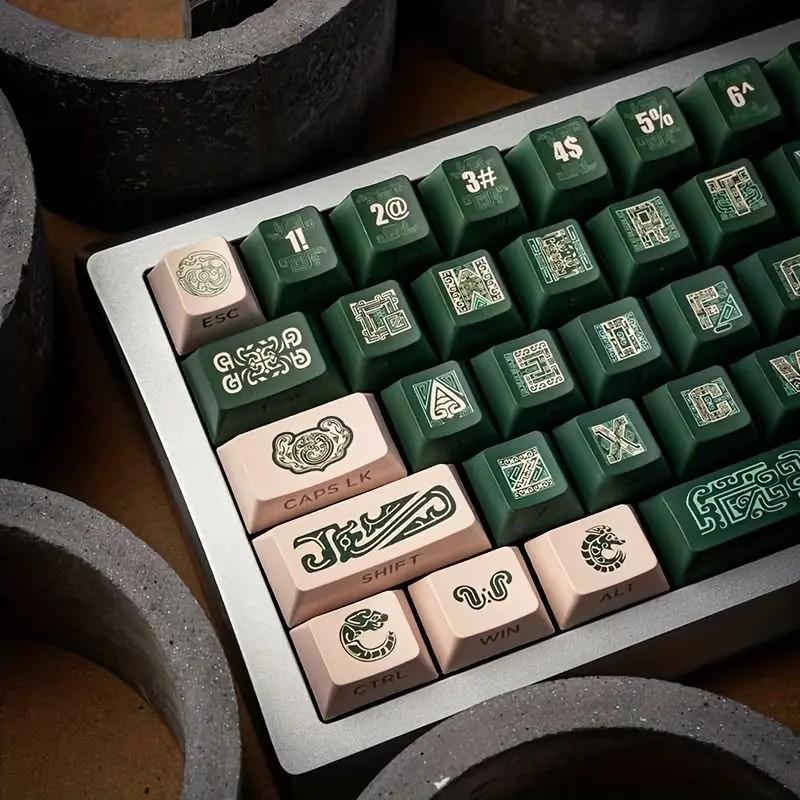 130-Key Keycaps - Chinese Style - Bronze Theme -PBT Material -OEM Side Engraving - Suitable For Mechanical Keyboards