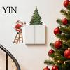 Decorative Christmas Decals Santa Claus Light Switch Sticker, Waterproof PVC Decal, Self Adhesive Wall Art Decor for Home Living Room Bedroom Kitchen