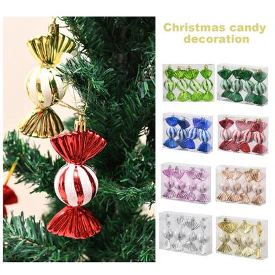 4 Pcs Christmas Candy Decorations Glitter Hanging Candy Ornaments Brightly Colored Candy Pendant for Xmas Tree Party Decor