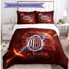 AC Milan Pattern Printed 3PCS Bedding Set Soft Skin-Friendly Washable Duvet Cover & Pillowcases Set All Season Bedroom