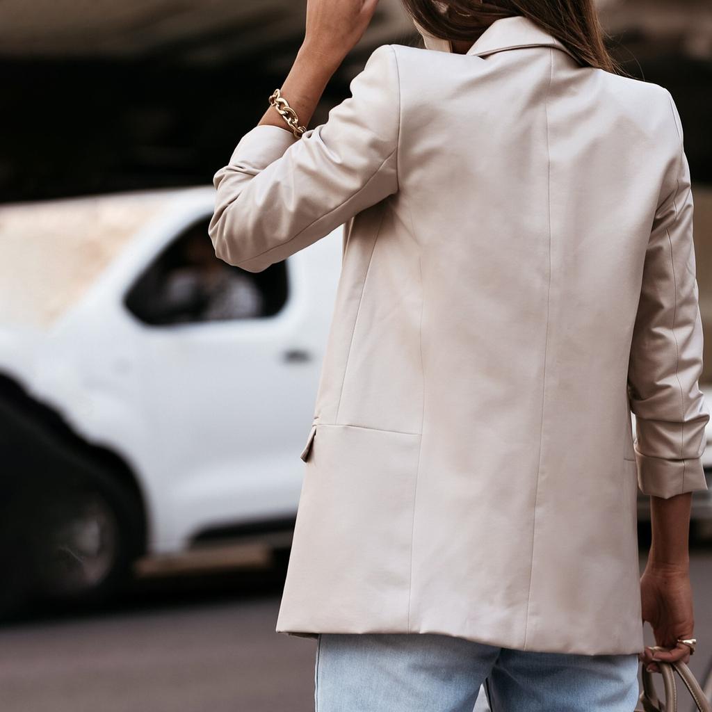 Women's And Winter Jacket Button Cardigan Biker Suit Leather Jacket