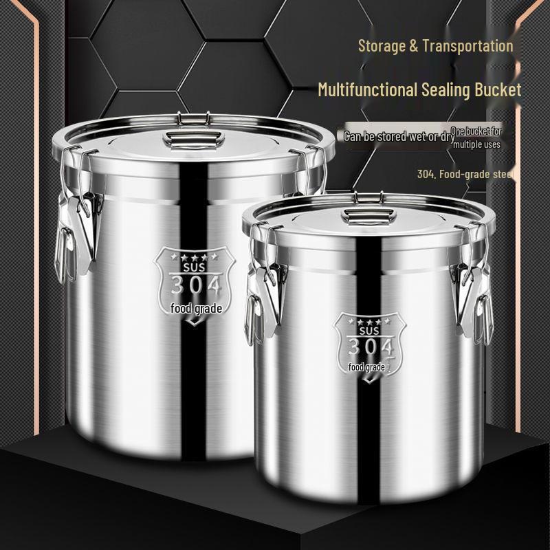 Stainless Steel Sealing Bucket: Insect & Moisture-Proof Rice and Soup Container