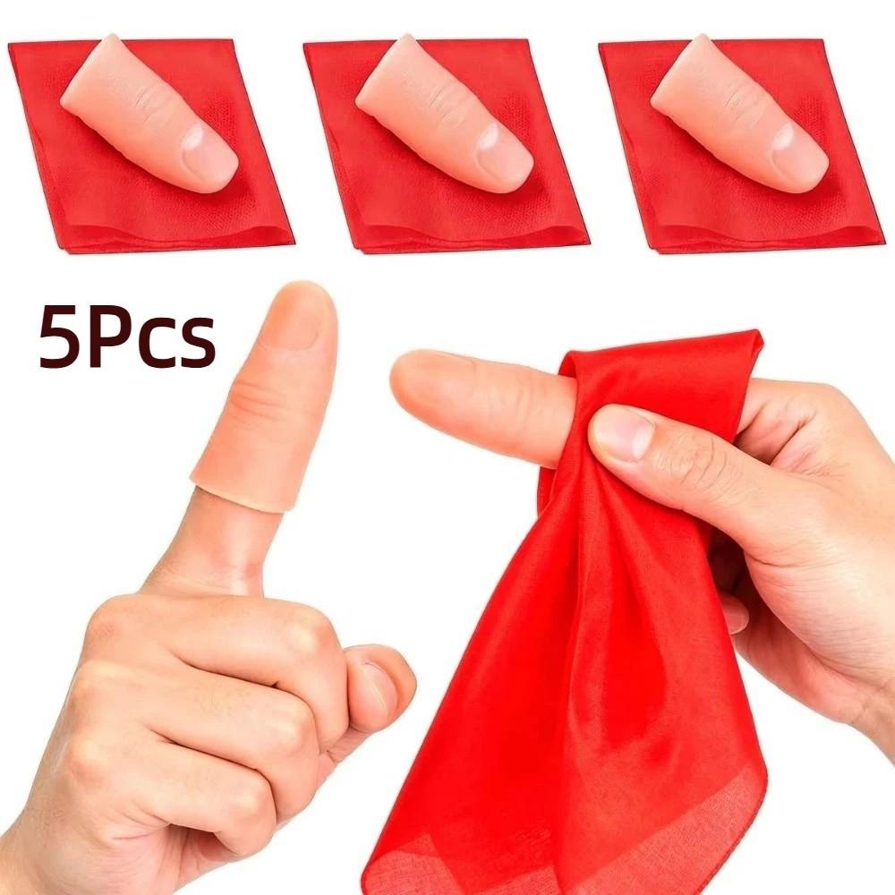 5Pcs Red Silk Magic Prop Fake Finger Finger Magic Trick Prop Fake Thumb Tip Close Up Magic