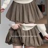 Coffee Glutinous Rice Color Pleated A-Line High-Waist Skirt - Women's Autumn/Winter Anti-Exposure Slimming Skirt.