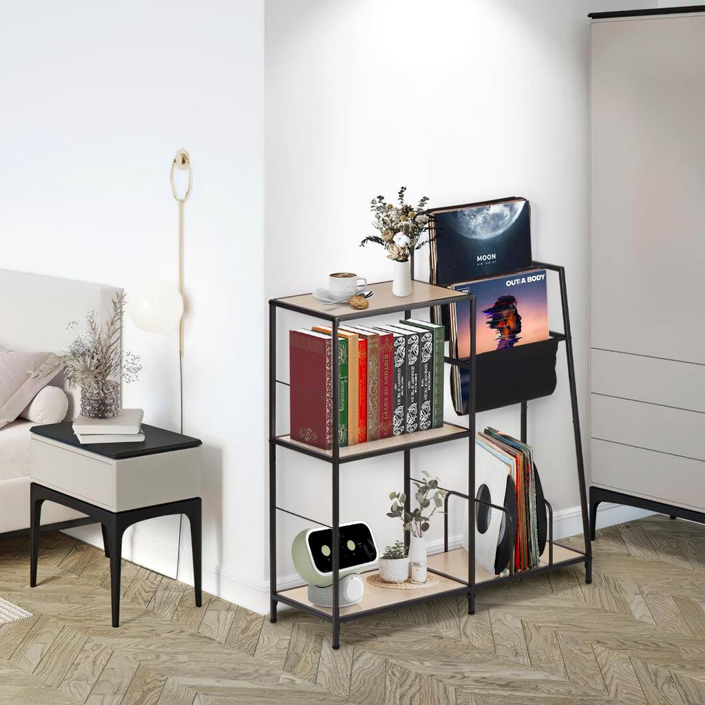 fusehome Open Shelf Storage Rack Record Rack Media Rack Bookshelf Rack Shelf Stylish Large Capacity Accessory Storage Shelf Open Rack Magazine Rack 3