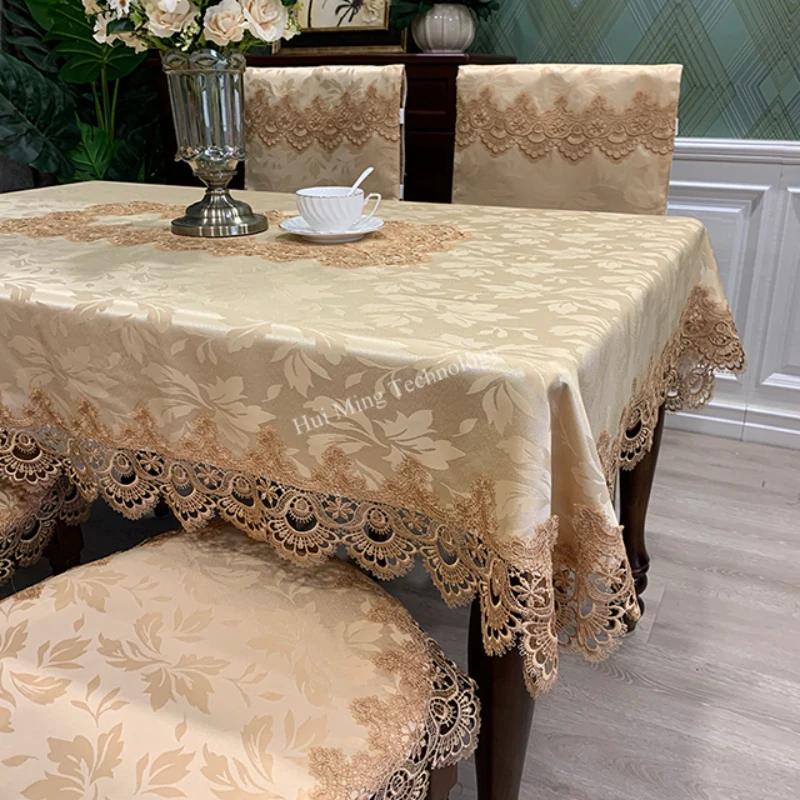 Tovaglia Rettangolare Ricamo di Lusso Pizzo Copritavola Rotondo Floreale Elegante Grembiule da Tavola Tovaglia da Pranzo Bandierina da Tavola Asciugamani