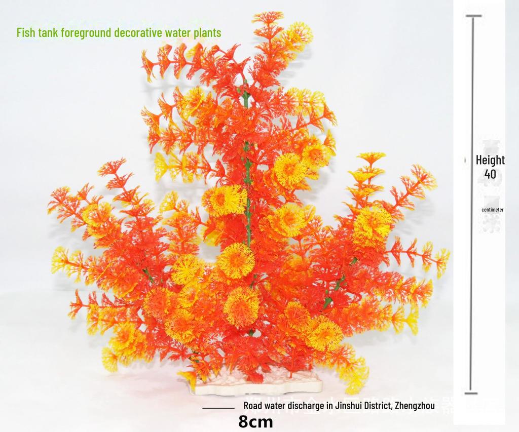 Erba e Fiore Artificiale per Acquario da 40 cm, Ornamento per Decorazione Serbatoio Pesci