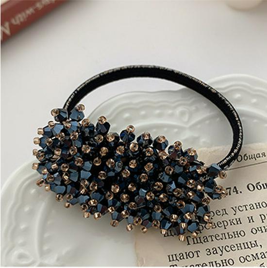 

Корейская хрустальная резинка для волос с бусинами: Элегантный, Ретро, Универсальный Аксессуар темно-синий