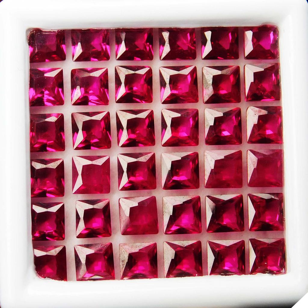20 PCS Natural Red Ruby Loose Gemstone Ring Size 5x5 Mm Square Cut Lot