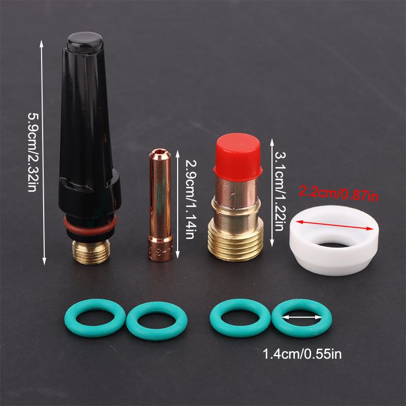 10Pcs Tig Welding Torch Set Pyrex Glass Cup Kit Welding Nozzles Kit For Wp-17/18/26 Welding Torch Accessories Soldering Supplies