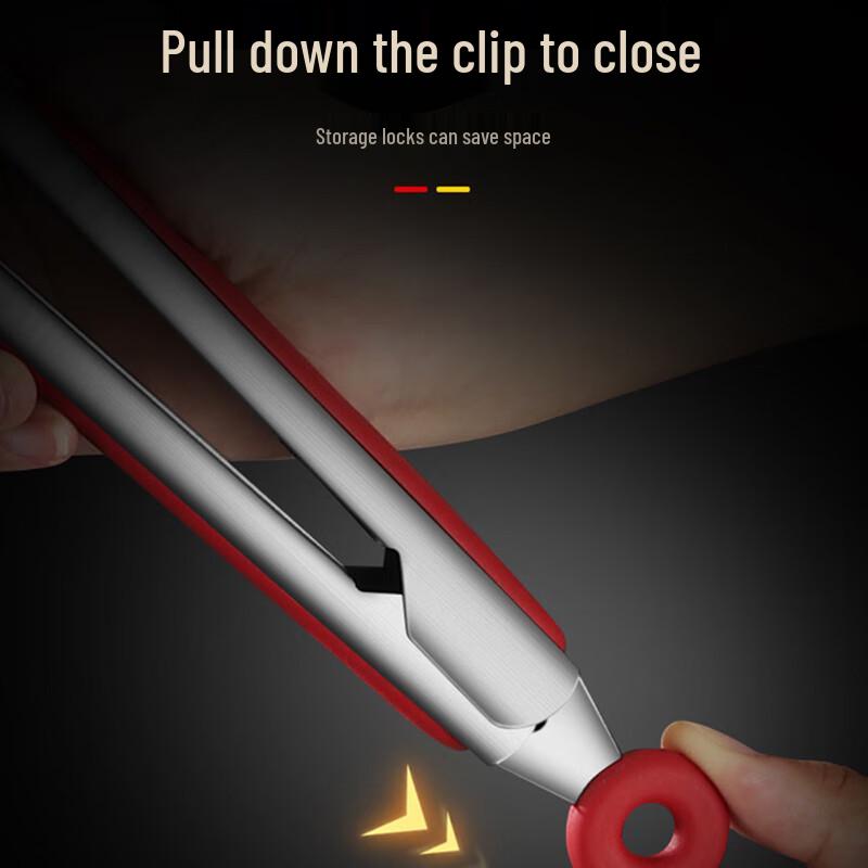 Stainless Steel Food Tongs with Silicone Tips and Stand
