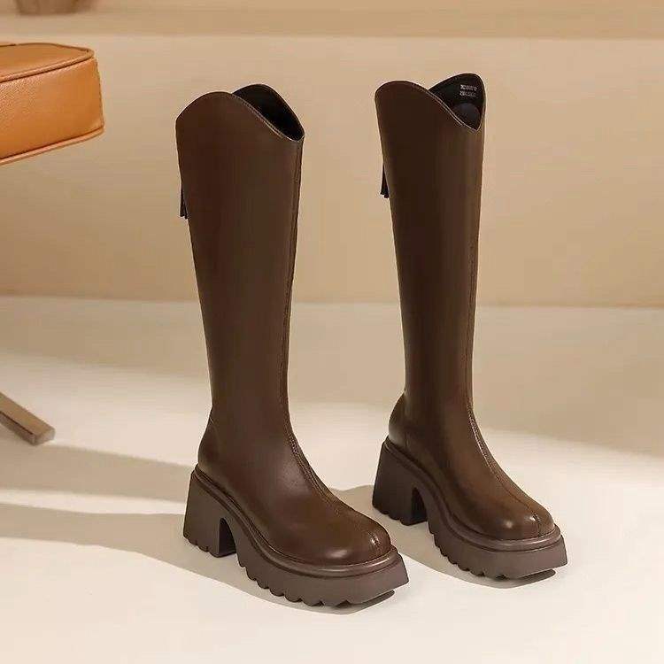 Martin stövlar dam långa stövlar 2025 nya svarta höga stövlar men knähöga ridstövlar små långa stövlar höst och vinter