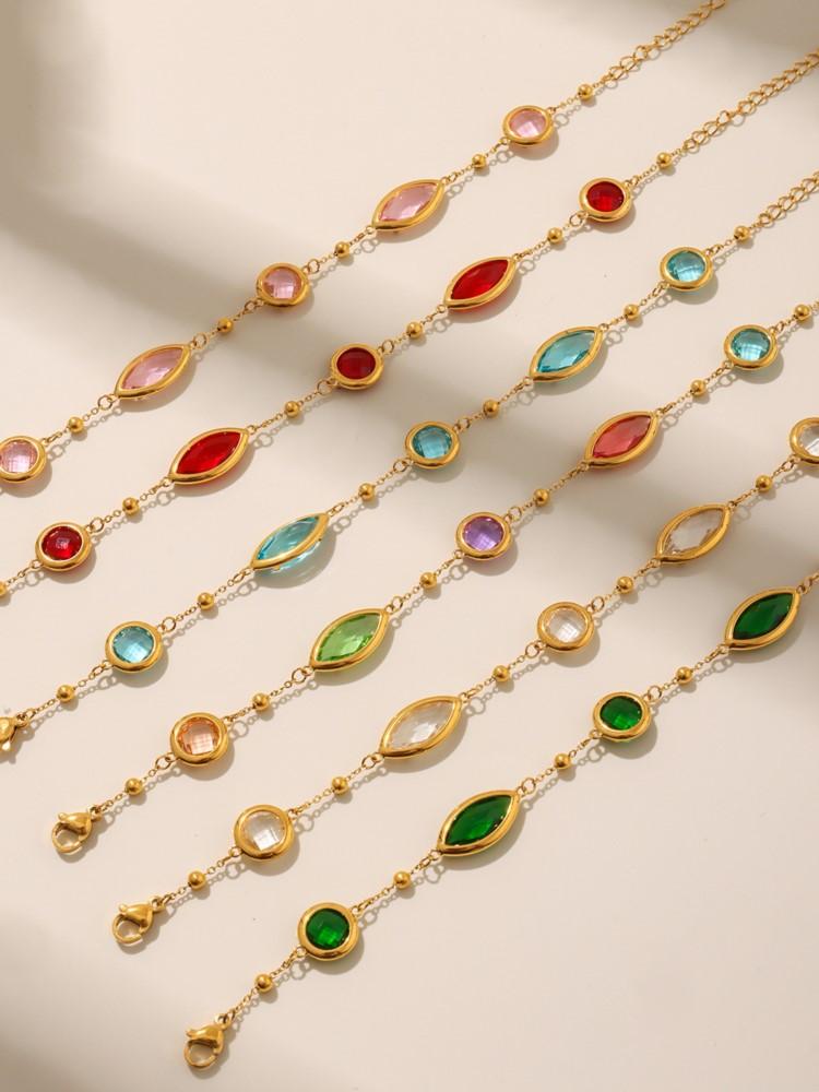 Stainless Steel Chain Bracelet With Shiny Fusiformis And Round Faceted Czech Crystal Glass For Women Luxury Women's Bracelets