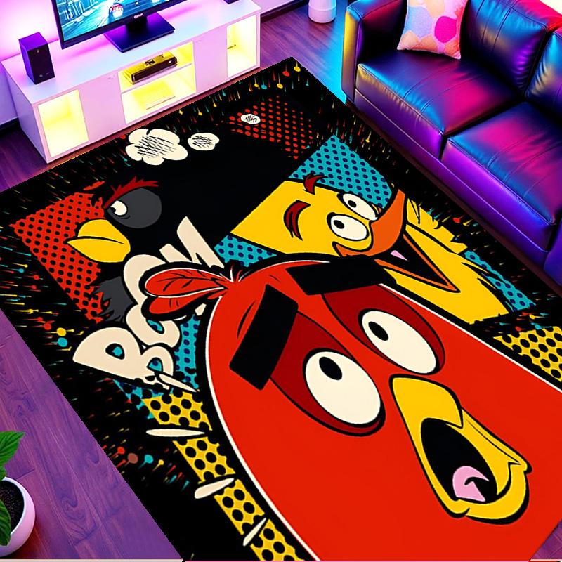 Angry Birds Print Rug, Washable Floor Carpet, For Entryway Dorm Laundry Room Office Study, Home Decor Birthday Christmas Gift