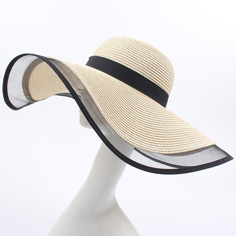 Women Sun Hat Waves Beach Cap Ladies Hat Big Brim Sun Visors UV Cut Bucket Panama Caps Foldable Straw Summer Sunscreen Vintage