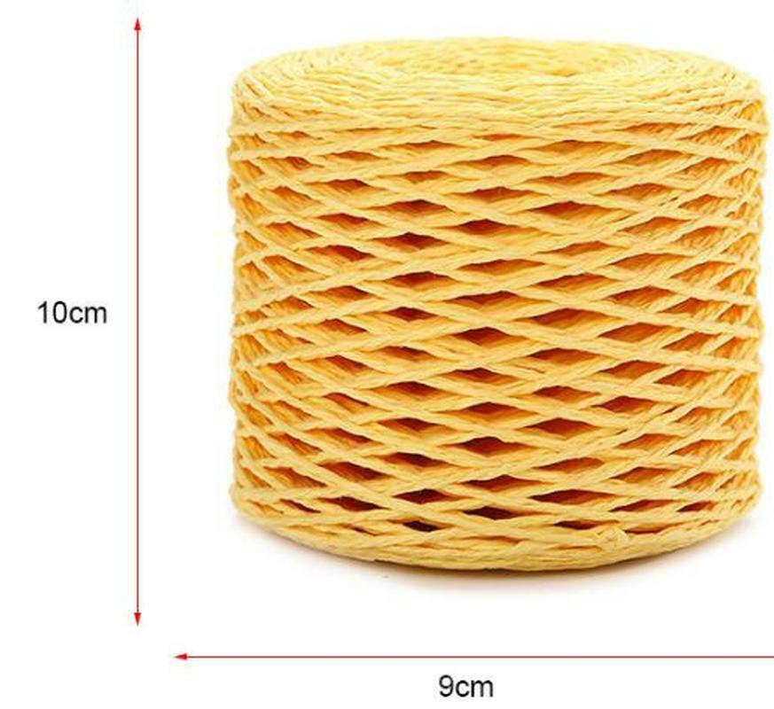200 Meter Natural Raffia Straw Yarn For Hand Knit Crochet Summer Straw Hat Handbag Cushion Baskets Knitting 2mm Colorful Threads