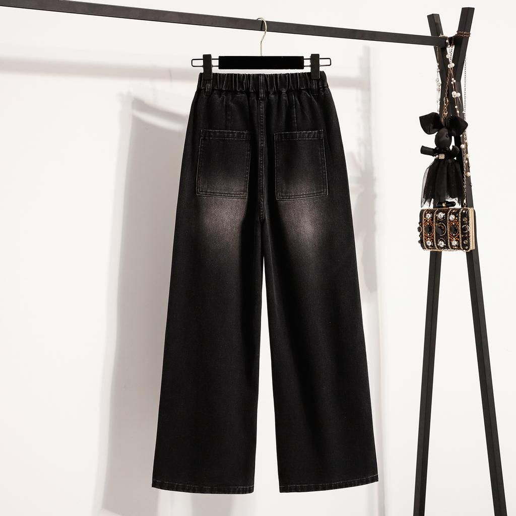 Dimanaf 2025 Podzimní dámské džíny plus size Kalhoty se širokými nohavicemi Denim Dámské Elastické Základní S vysokým pasem Nadměrná velikost Módní Nové kalhoty 5XL