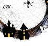 Fireplace Mantel Decoration Halloween Spider Web Wreath, Spooky Vine Branch Wreath with Ghost Castle Door Hanger Bat for Front Door, Farmhouse,