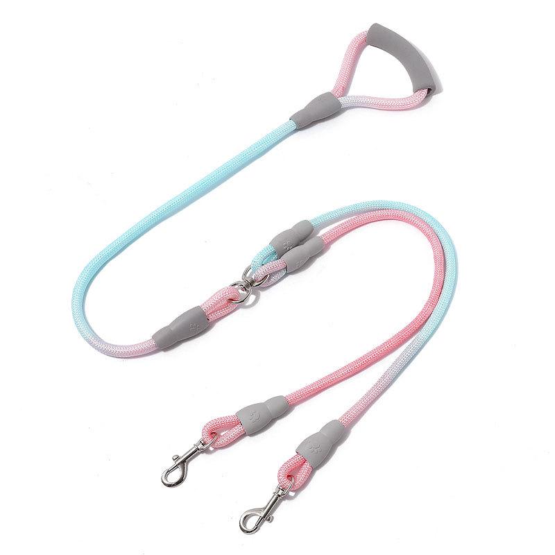 Gradient Anti-Tangle Dual Dog Leash with Two-Headed Design