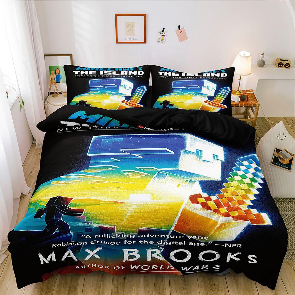 Digital Printing Three-Piece Set, Minecraft Themed Game Series Abraded Bedding Kit