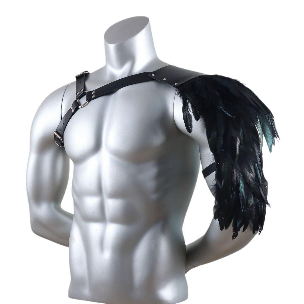 Black PU Leather Gothic Shoulder Armor Double Shoulder Medieval Guards Medieval Cosplay