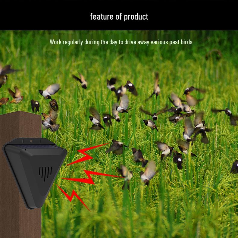 Dzienny solarny odstraszacz ptaków: Alarm Dźwiękowy i Świetlny do Sadu, Stawu, Pola Ryżowego i Odstraszacz Gołębi
