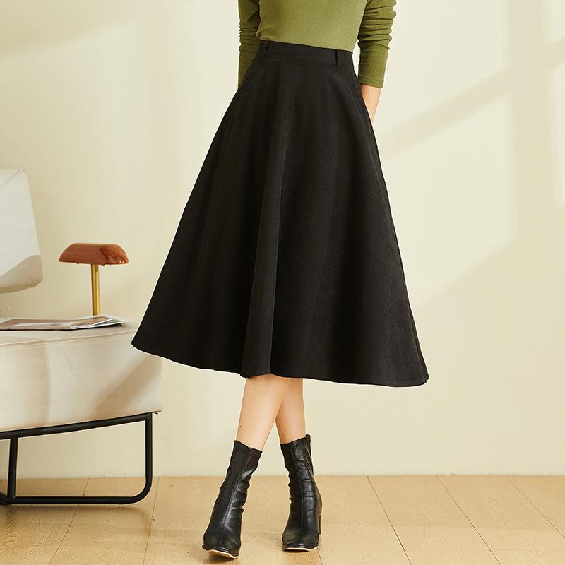 

Новая женская миди-юбка А-силуэта с высокой талией, черная - Приталенный ретро стиль для осени/зимы Extra Large чёрный