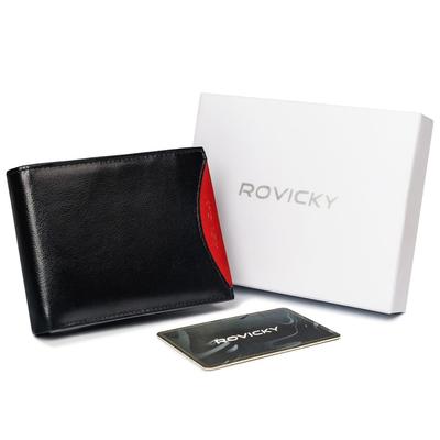 Men's Wallet Made of Natural Grain Leather with a Removable Card Holder - Rovicky