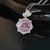 Octagonal Rose Cut Pink Diamond Floral Necklace Pendant High Carbon Diamond Earrings Rose Gold Ring Women Jewelry Set