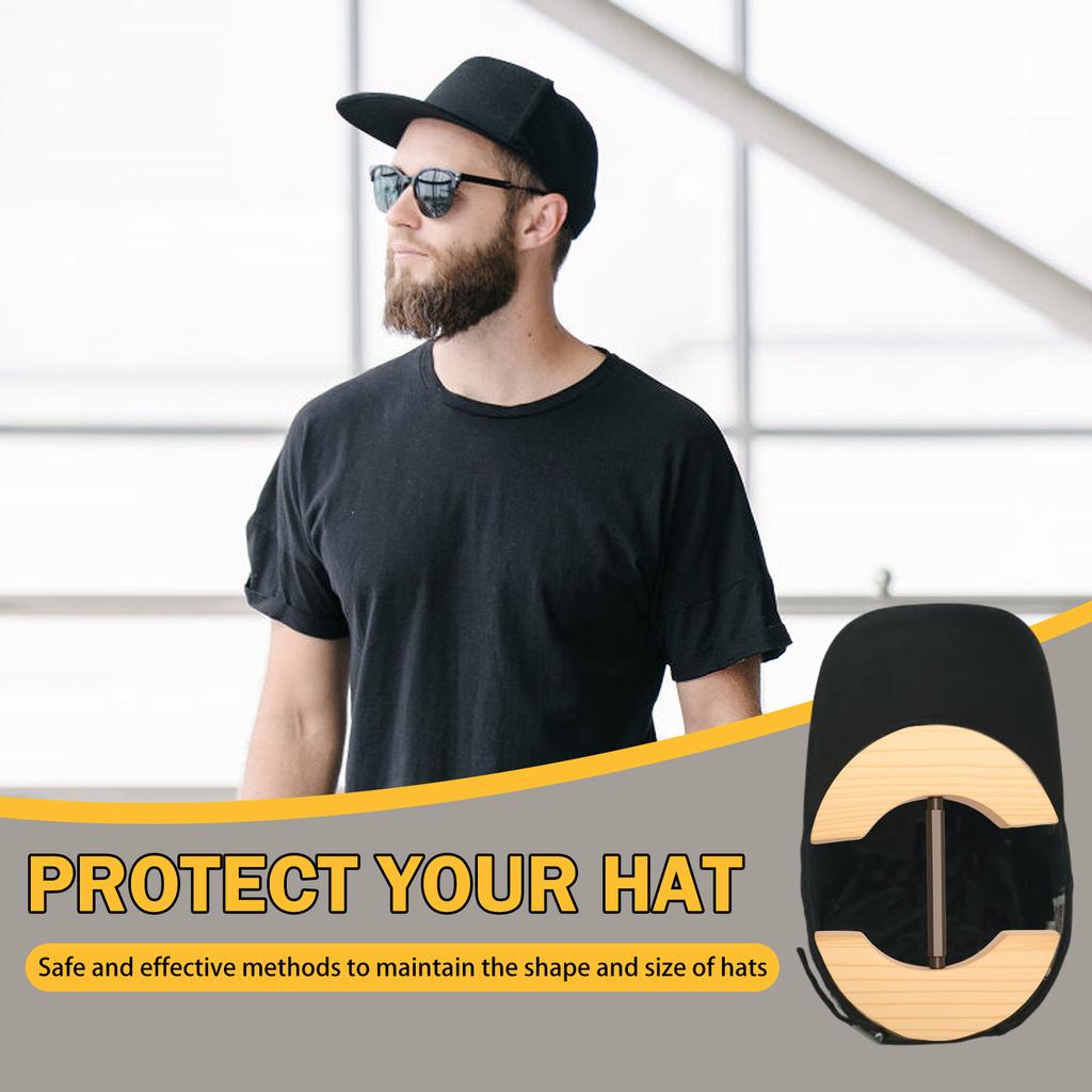 Repacego Verstellbarer Hutspanner aus Holz Kappenformhalter Premium Fedora Hutständer zur Aufbewahrung Cowboy Baseballkappenhalter