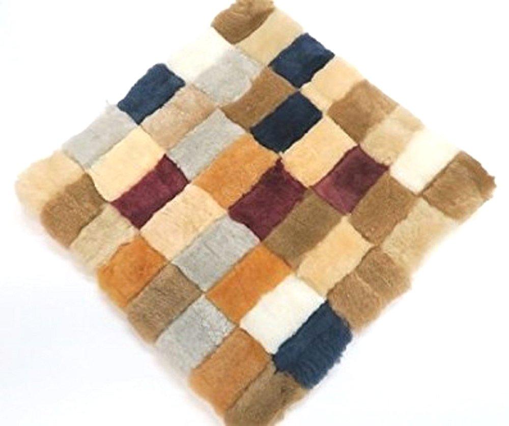 Scandinavian style shearling cushion Made of Australian leather Elegant luxury cushion 40 x 40cm Shearling seat cushion Colorful mosaic pattern Carved