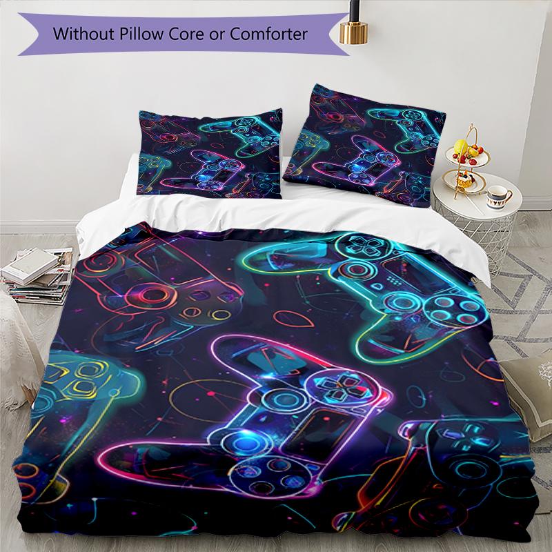 3pcs Game Controller Bedding Set Duvet Cover Closure Includes 1 Duvet Cover & 2 Pillowcases, Soft and Comfortable for All Seasons.