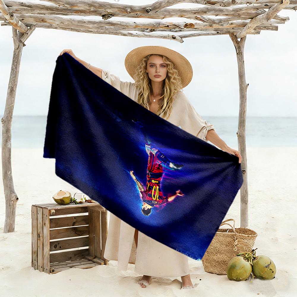 Soccer Player Action Beach Towel High Absorbency & Quick-Dry Comfortable Lightweight