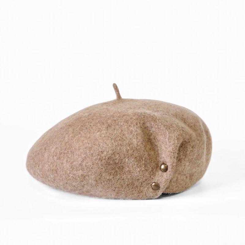 Женская шерстяная беретка художника с медной пряжкой M
