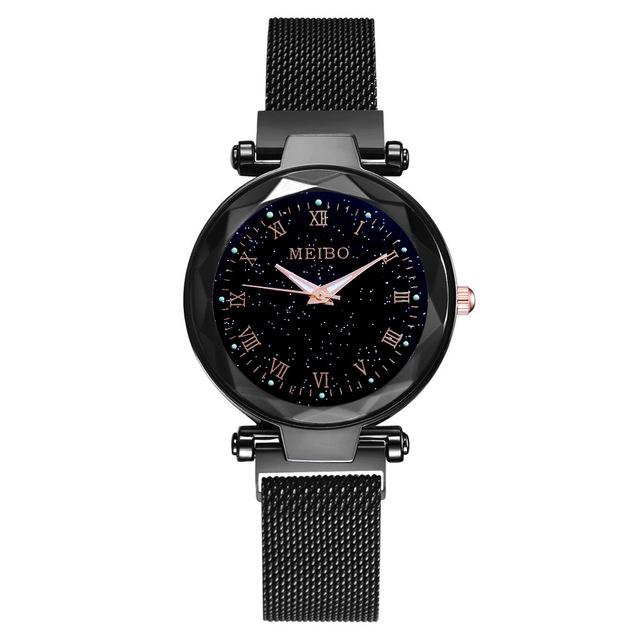 Fashion Women Starry Sky Watches Magnetic Mesh Belt Watch Women Dress Luminous Quartz Wristwatch