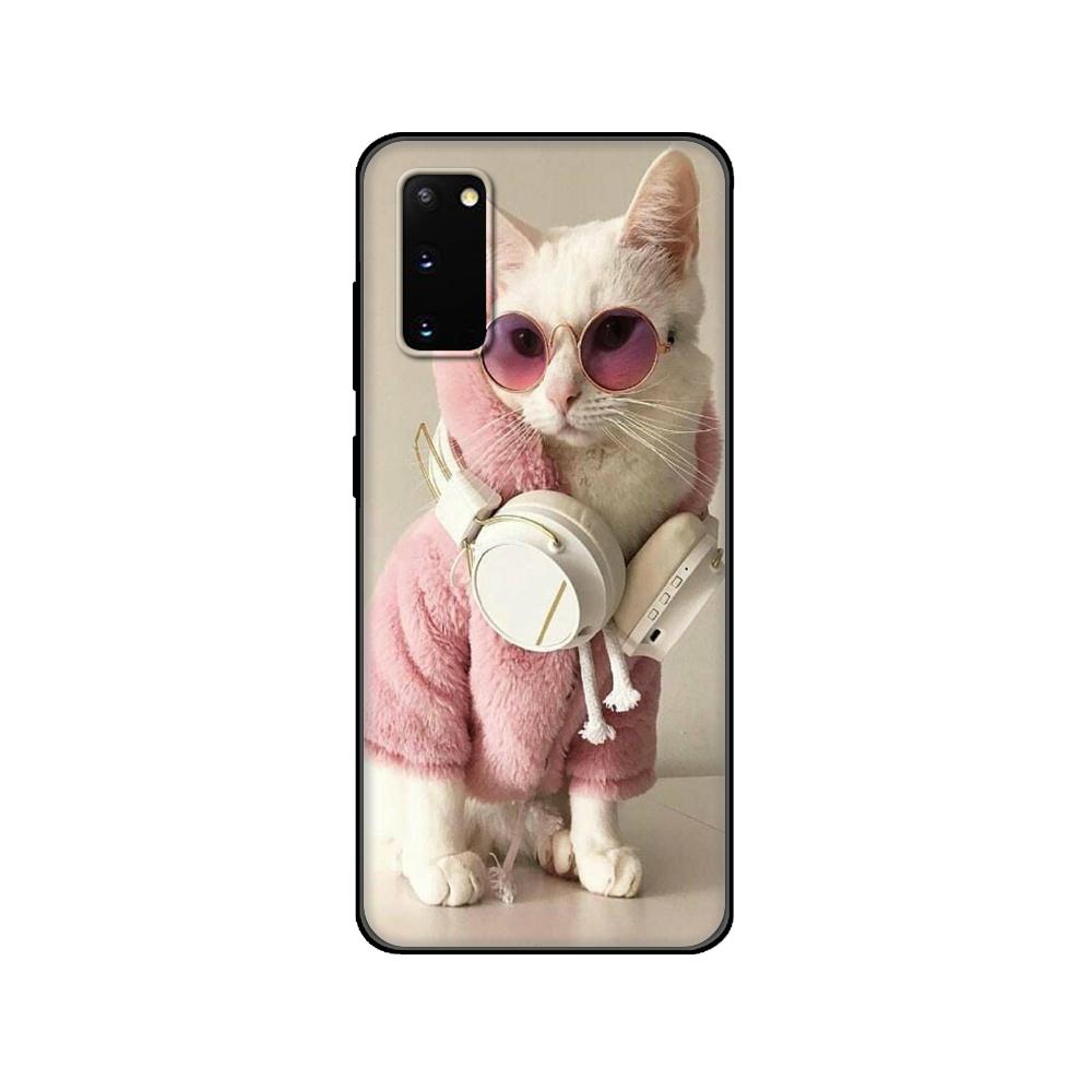 

Черный чехол из ТПУ для Samsung Galaxy S20 /S20 PLUS/S20 ultra/S20+ /S20FE задняя крышка Cat Glasses Cool Samsung S20