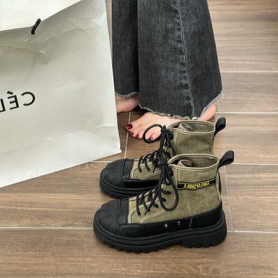 Autumn and Winter Women's New Temperament Canvas Shoes Versatile Workwear Women's Shoes Fashion Martin Boots Women's Boots