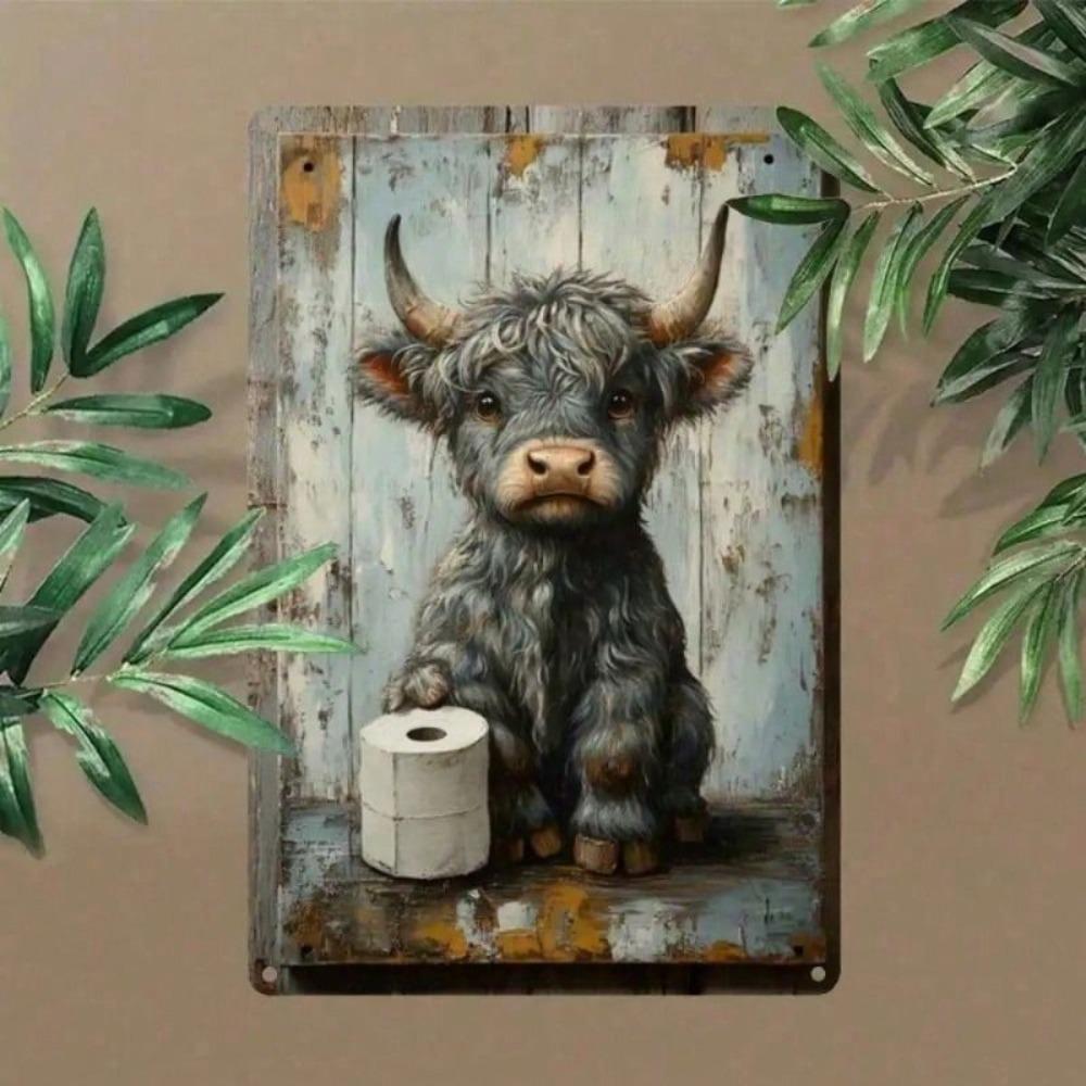 Vintage Metal Cow Sign Wall Art Decor for Bathroom Kitchen Farmhouse Home Decoration
