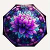 1pc Lotus StainedGlass Compact Travel Umbrella, Automatic Folding Lightweight Windproof 8-Bone Reinforced Design, Portable for Backpack Dura