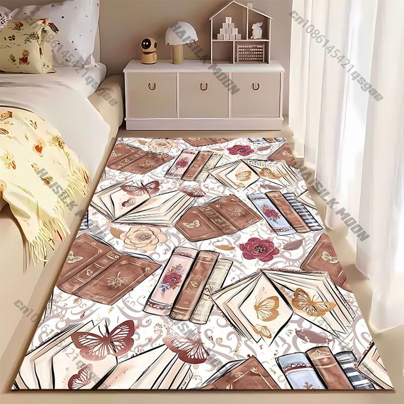Books flowers butterflies decorative pattern carpet Yoga living room room decor children's crawling mat doormat area rug