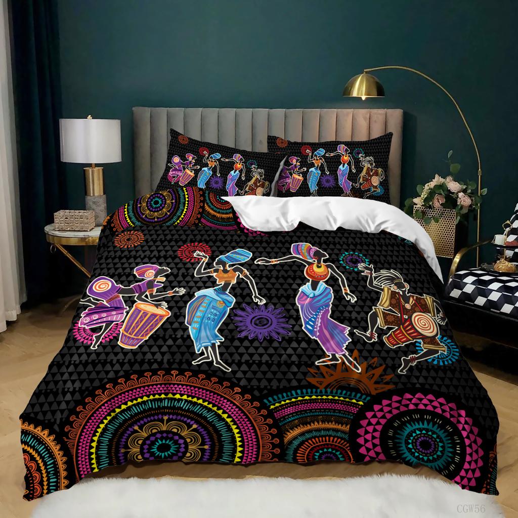Ethnic Bohemian Kit 3D Digital Printing Bed Three-Piece Set Quilt Cover Pillowcase