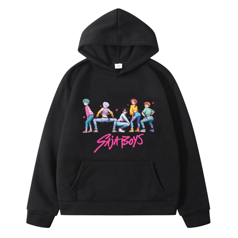 kpop demon hunters print anime hoodie Fleece sweatshirt y2k Saja Boys hoodies Cartoon Jacket Autumn pullover kids clothes girls