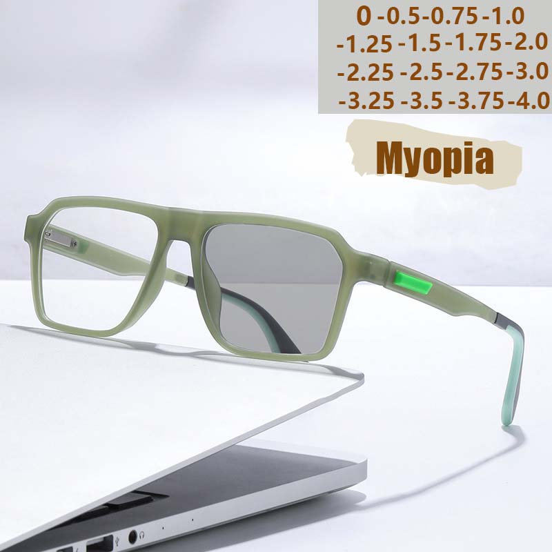 New Photosensitive Color Changing Myopia Glasses Spring Foot Glasses Frame Anti Slip Frame Anti Blue Light Myopia Glasses 6078