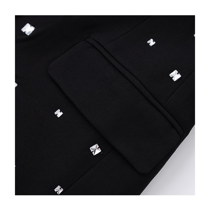 2025 Autumn/Winter Women's High-End Slimming Rhinestone Suit Jacket with Waist-Cinched Design